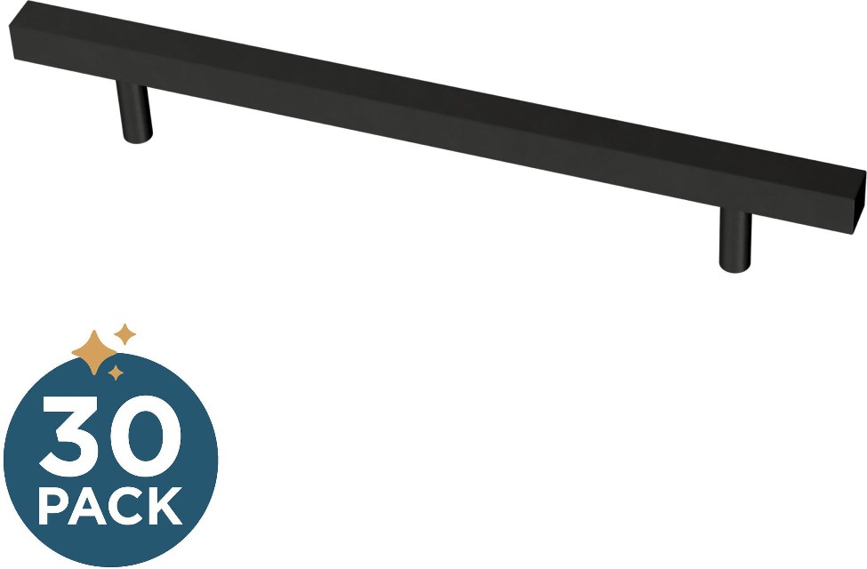 Simple Square Bar 6-5/16-in , 160mm Center to Center Matte Black Rectangular Bar Drawer Pulls 30 -Pack