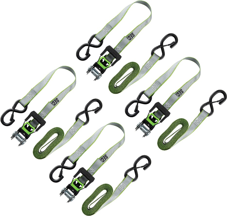 1-in x 14-ft Ratchet Strap with Snap Hook 1800-lb Break Strength 4 -Pack