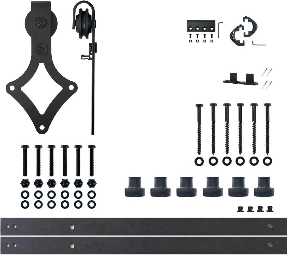 108-in Rustic black Black Indoor Diamond Single Barn door hardware kit