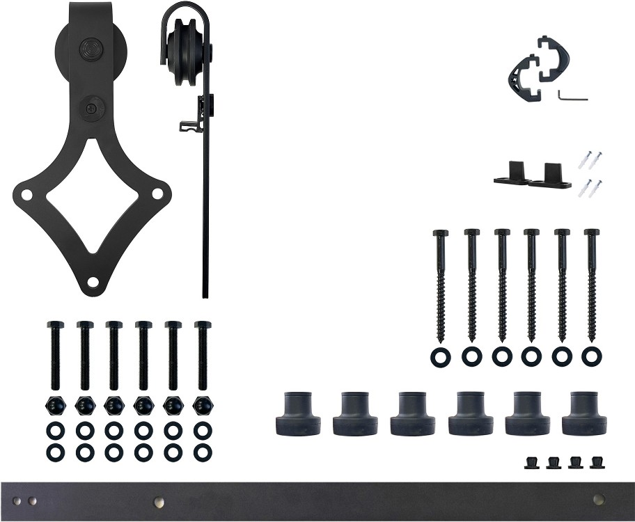 90-in Rustic black Black Indoor Diamond Single Barn door hardware kit