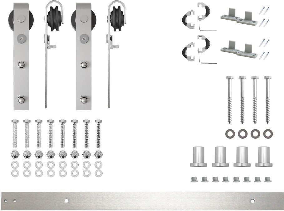 60-in Brushed Brushed Nickel Indoor J-strap Double Barn door hardware kit