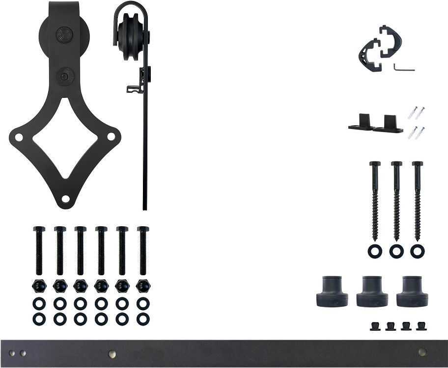 48-in Rustic black Black Indoor Diamond Single Barn door hardware kit