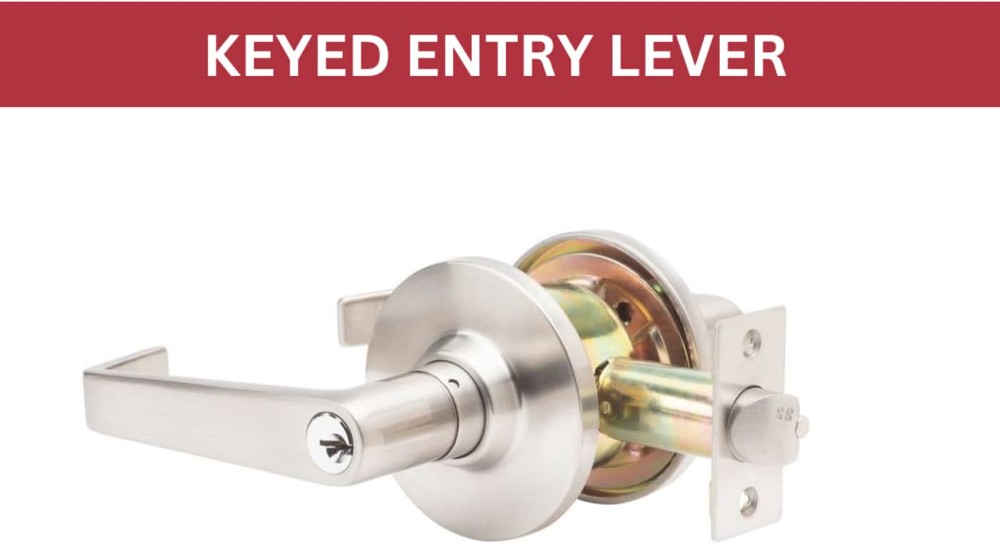 GLC Light Commercial Grade 3 Lever GLC Lever Brushed Chrome Interior/Exterior Keyed Entry Door Handle