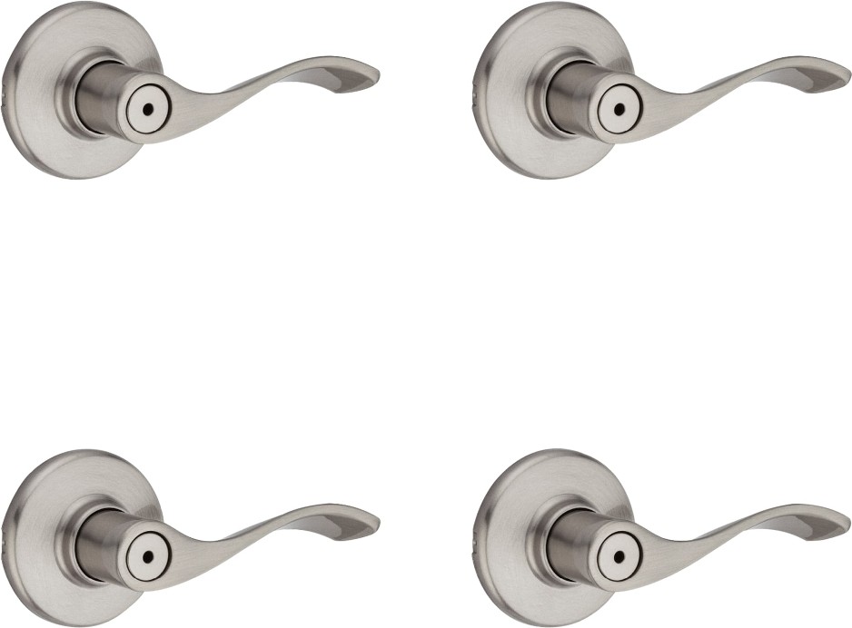 Balboa Satin Nickel Interior Bed/Bath Privacy Door Handle 4 -Pack