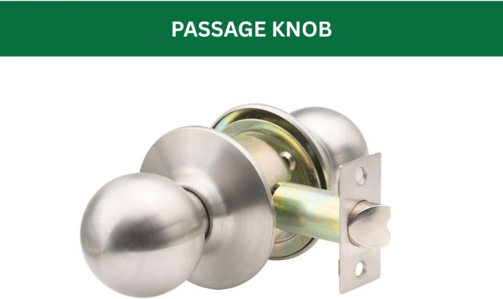GLC Light Commercial Grade 3 Lock GLC Knob Brushed Chrome Interior Hall/Closet Passage Door Knob