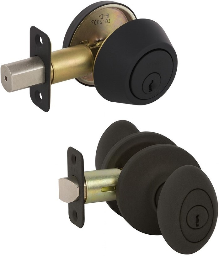 Delaney Callan Black Exterior Single-Cylinder Deadbolt and Keyed Entry Door Knob Combo Pack