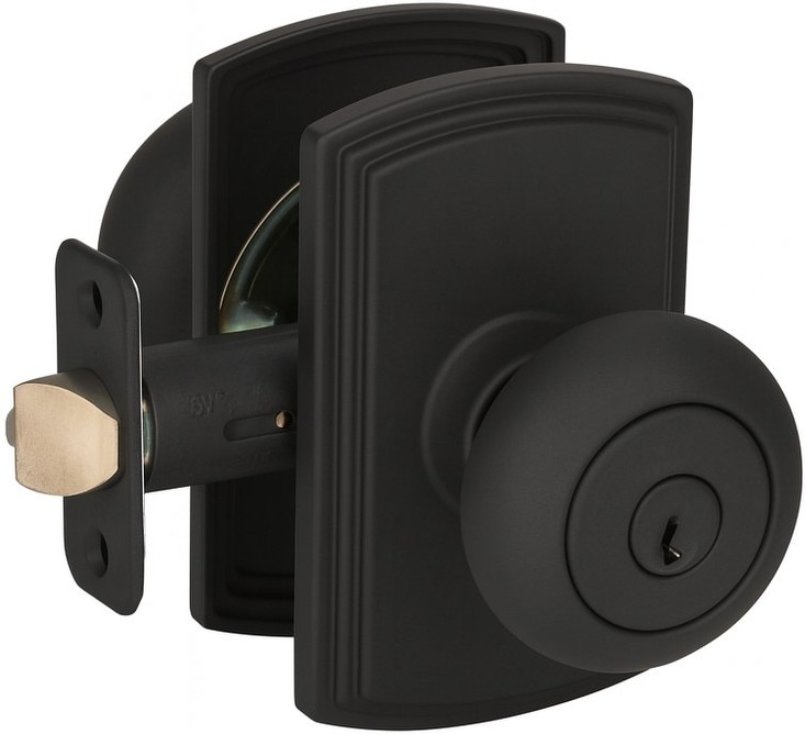Santo Black Interior/Exterior Bed/Bath Keyed Entry Door Knob