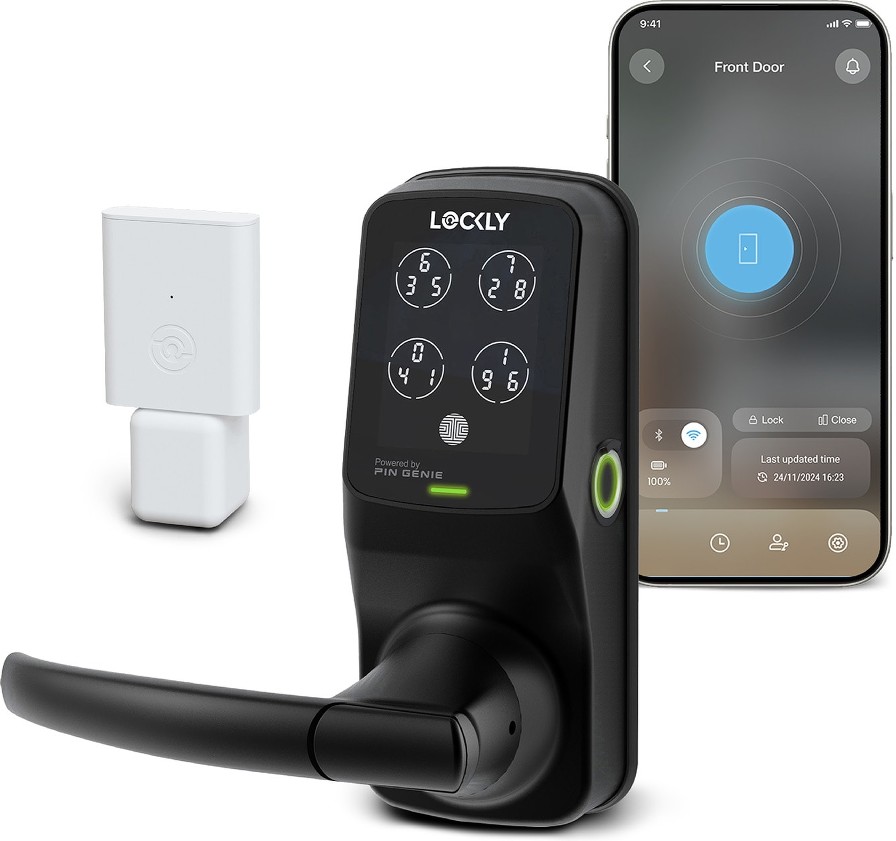PGD628WMB Secure Pro Latch Matte Black Smart Wi-Fi and Bluetooth Touchscreen Keypad Electronic Handle Lock