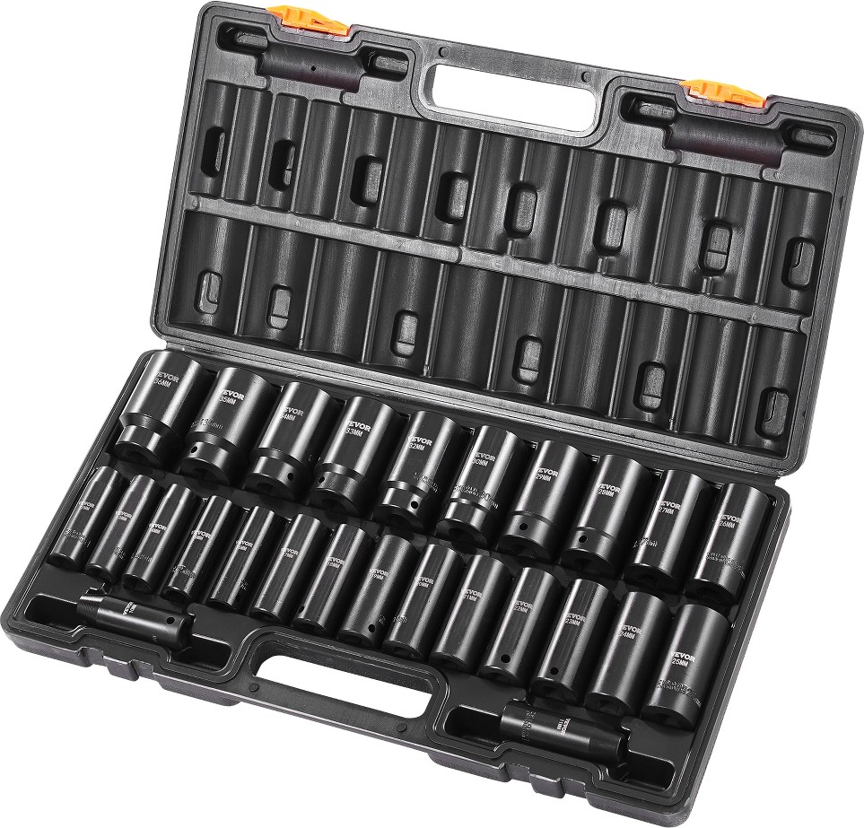 1/2-IN Impact Sockets Set 26 -Piece Metric Set Drive Set 6-point Impact Socket Set