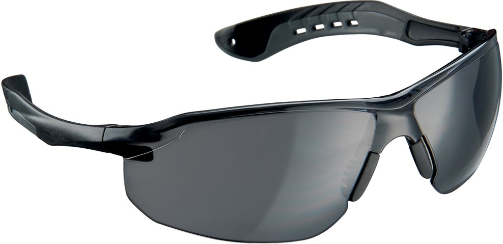 Gray Lens Flat Temple Anti-Scratch Plastic Safety Glasses