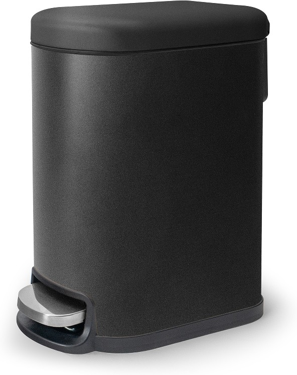 5 Liter Matte Black Metal Indoor Step Trash Can