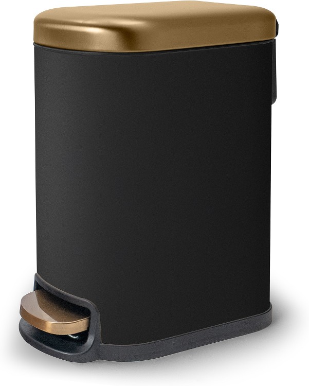5 Liter Soft touch Black Gold Metal Indoor Step Trash Can