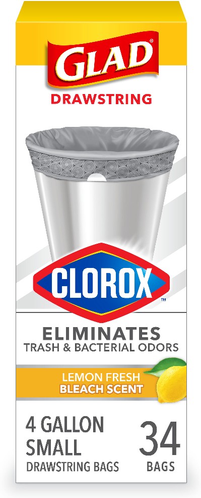 with Clorox 4-Gallon Lemon fresh bleach Gray Indoor Plastic Wastebasket Drawstring Trash Bag 34 -Count