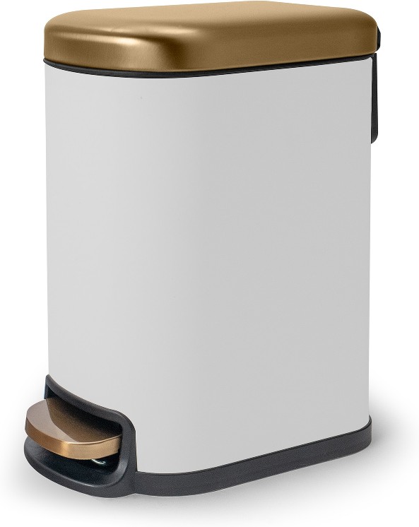 5 Liter Soft touch White Gold Metal Indoor Step Trash Can