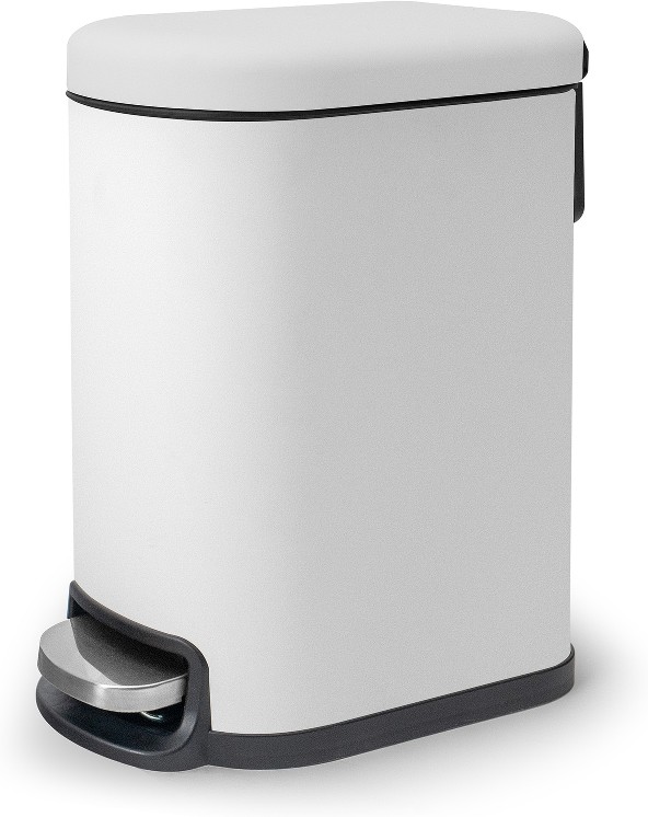 5 Liter Matte White Metal Indoor Step Trash Can