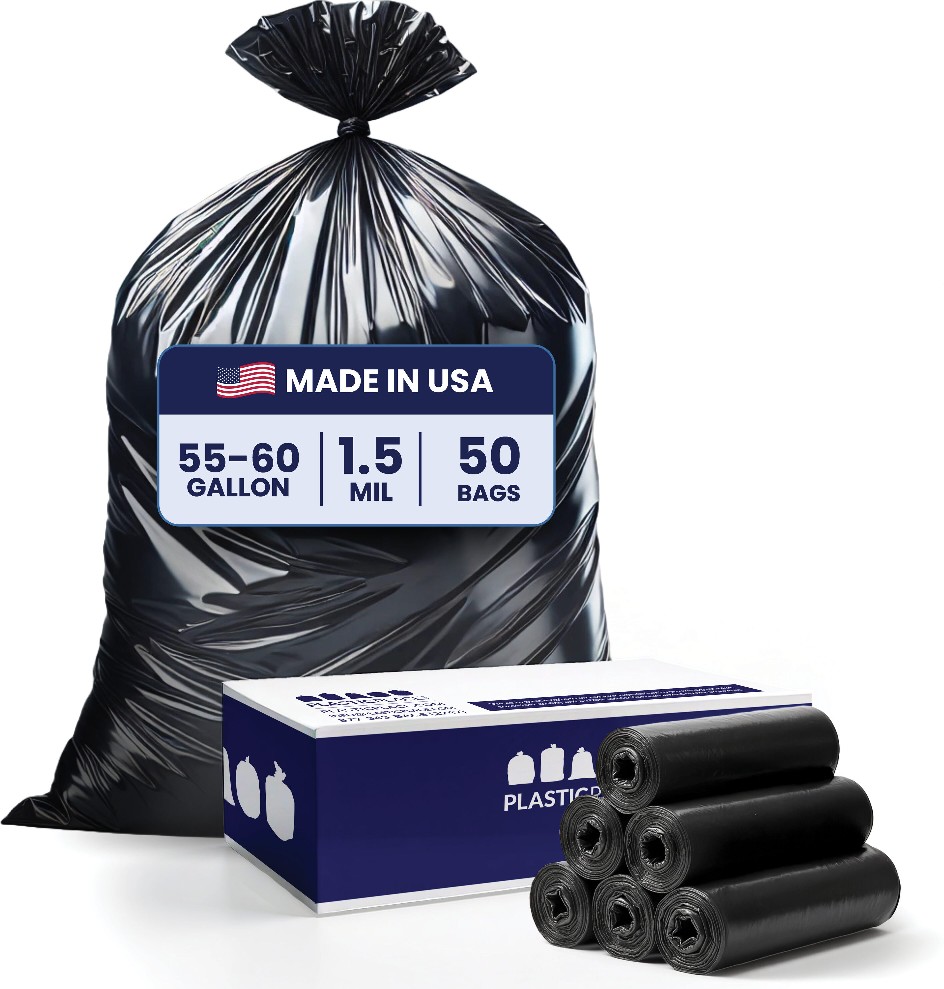 60-Gallon Scent free Black Outdoor Plastic Can Twist Tie Trash Bag 50 -Count
