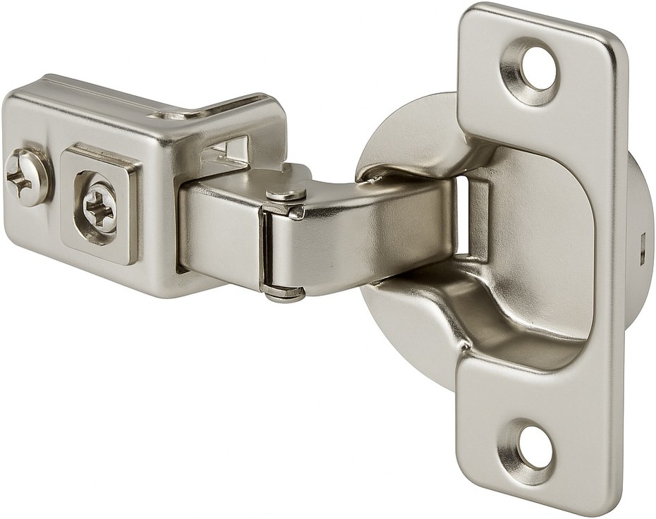 105-Degree 1-1/4-in Overlay Overlay Surface Self-Closing Soft-Close Satin Nickel Cabinet Hinge, 1 Pair(s) 2 -Pieces