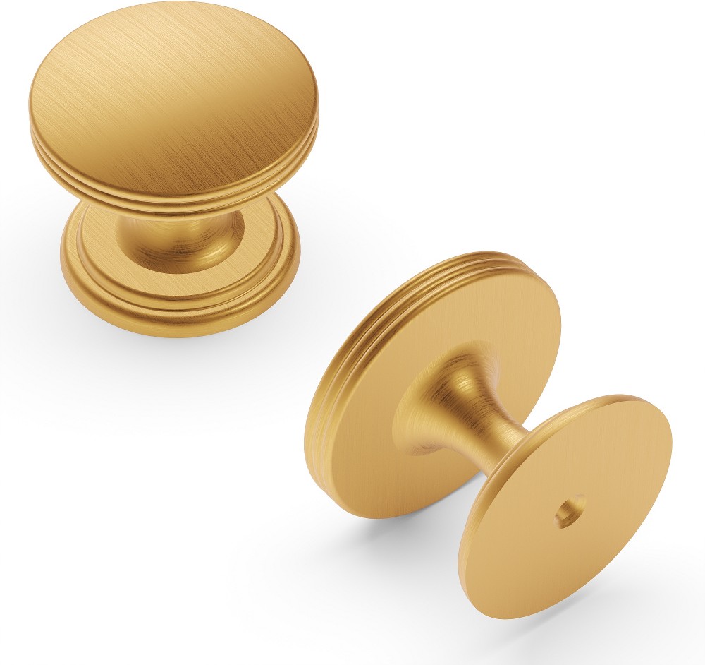 American Diner 1-3/8-in Brushed Golden Brass Round Transitional Cabinet Knob 10 -Pack