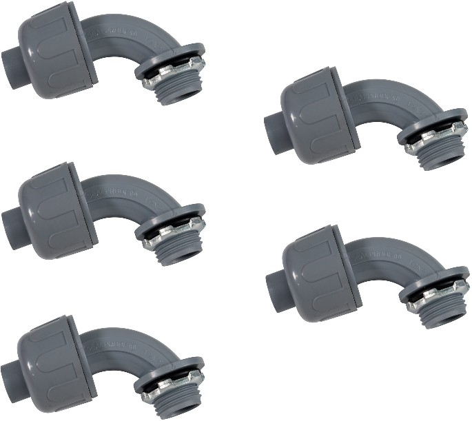 1/2-in 90 -Degree Liquid Tight PVC Right angle type Connector Conduit Fittings 5 -Pack
