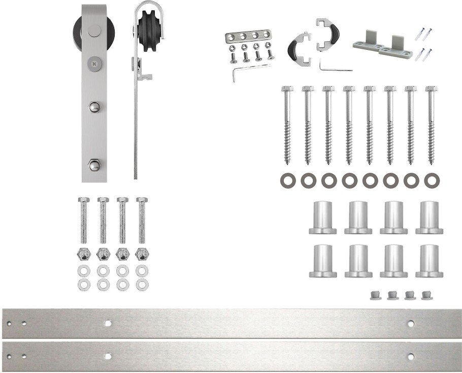 132-in Brushed Brushed Nickel Indoor J-strap Single Barn door hardware kit
