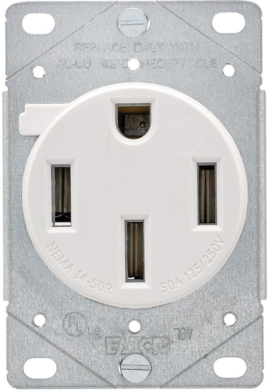 50 -Amp 125/250-volt Commercial Round Range power outlet , White