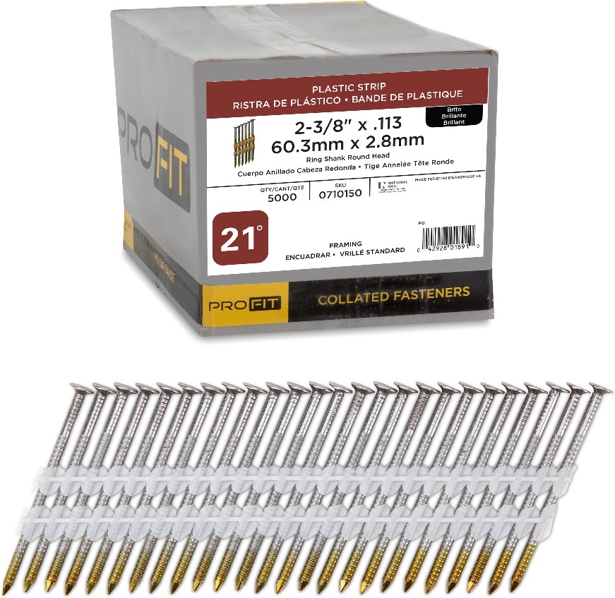 2-3/8-in x 0.113-in 21 -Degree 8d Bright Ring Shank Collated Framing nails ( 5000 -Per Box )