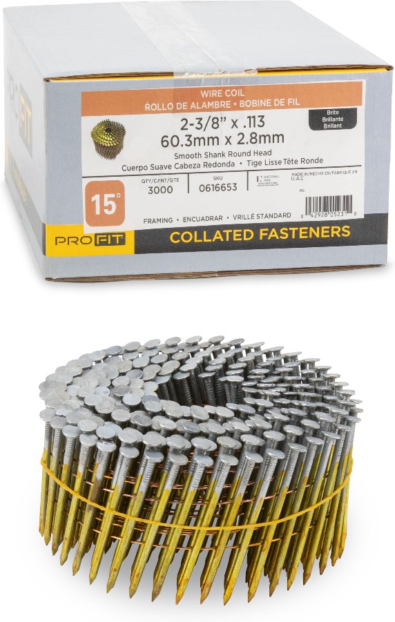 2-3/8-in x 0.113-in 15 -Degree 8d Bright Smooth Shank Collated Framing nails ( 2000 -Per Box )