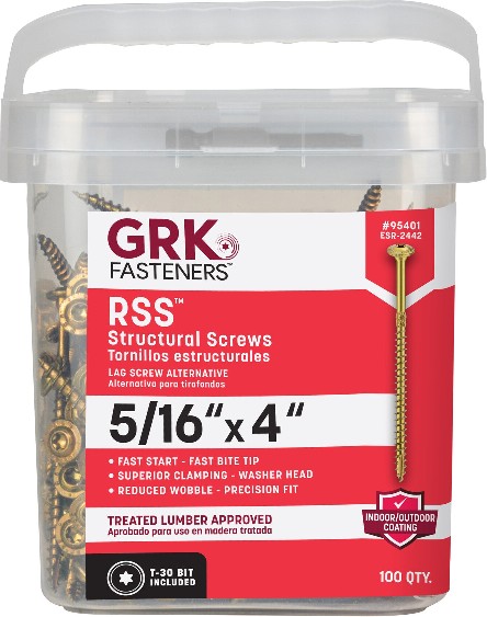 RSS 5/16-in x 4-in Polymer Exterior Wood screws ( 100 -Per Box )