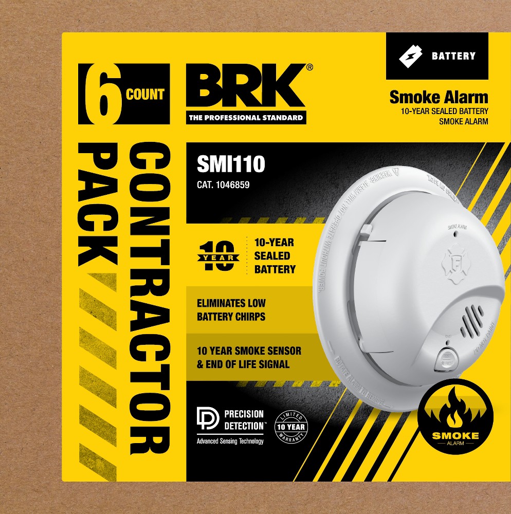 BRK 10-Year Battery-operated Ionization Smoke Detector (6-Pack)