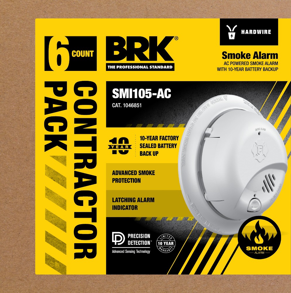 BRK 10-Year Battery Hardwired (with Battery Back-up) Ionization Smoke Detector (6-Pack)