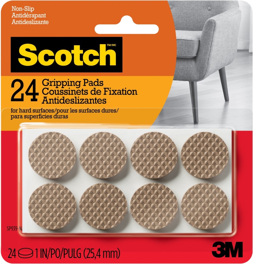 Anti-Skid Anti-Skid 24 -Pack 1 in Brown Plastic Gripper pads