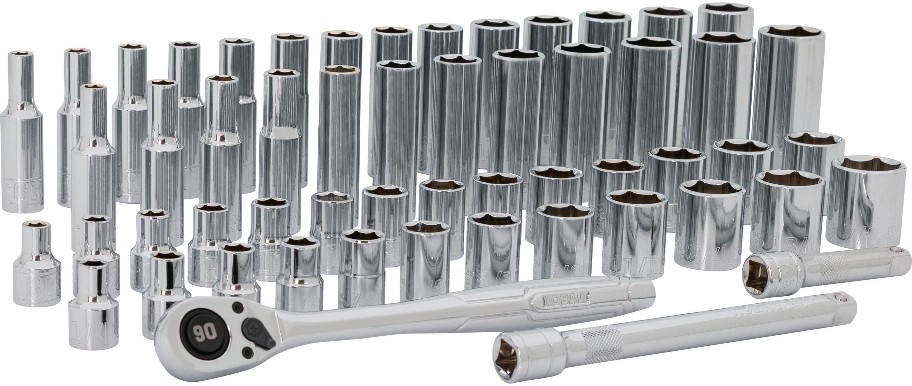 55 -Piece Standard (SAE) and Metric Mechanics Tool Set with Hard Case