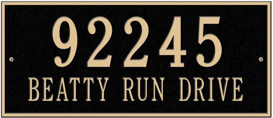 10-in H x 23-1/4-in W Black/Gold Aluminum Address plaque