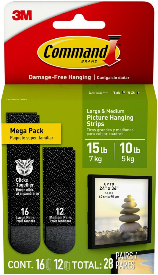 Foam 12-lb Capacity Damage-free picture hanger 28 - Pack