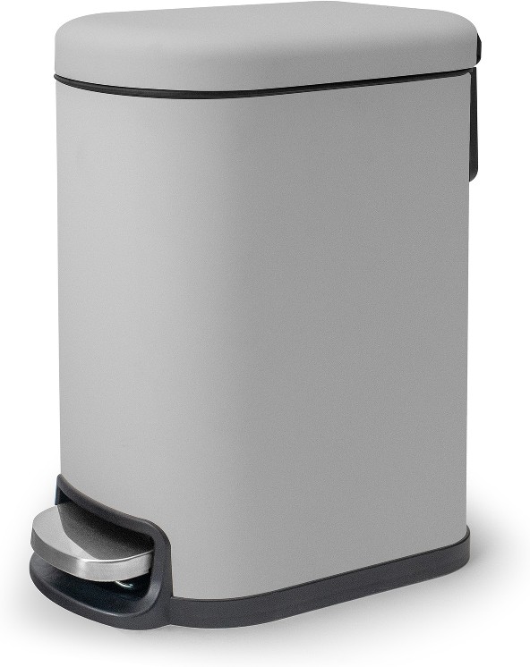 5 Liter Matte Gray Metal Indoor Step Trash Can