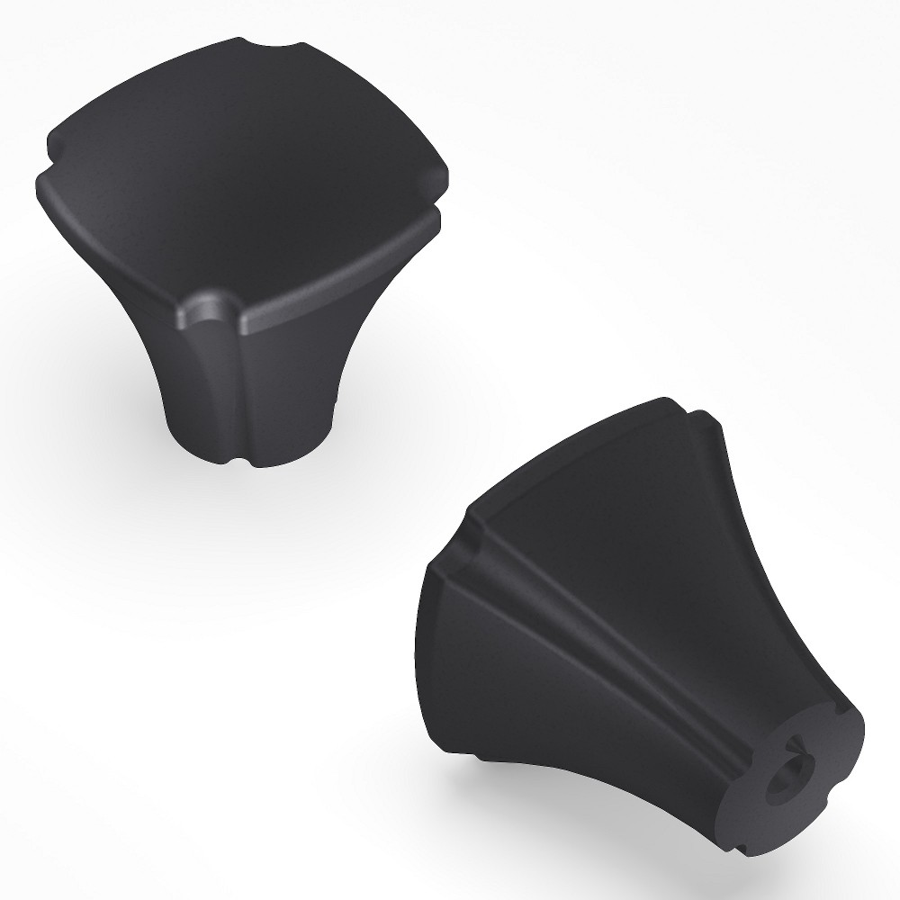 Veranda Matte Black Square Traditional Cabinet Knob 10 -Pack