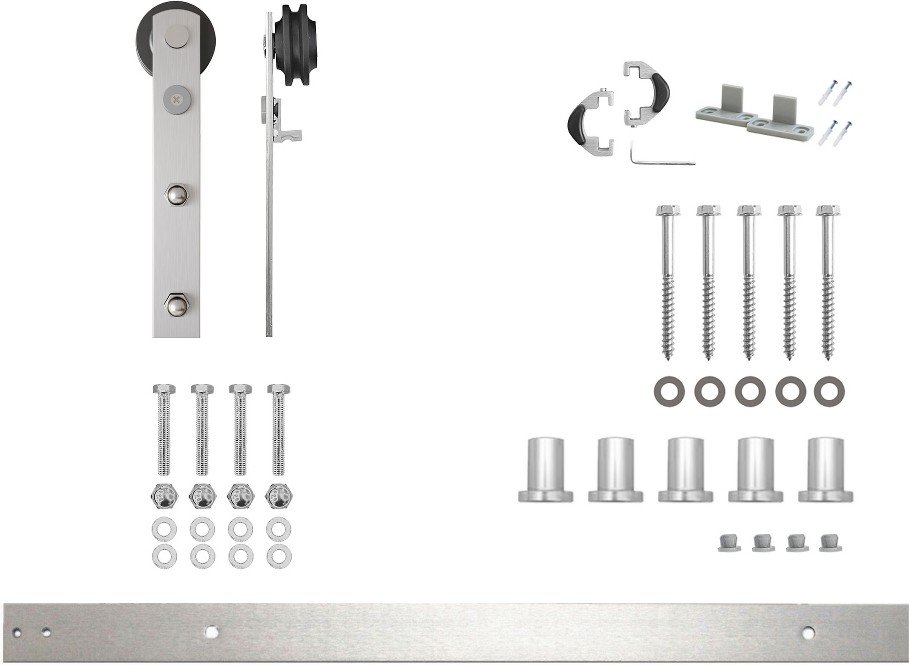 84-in Brushed Brushed Nickel Indoor I-strap Single Barn door hardware kit
