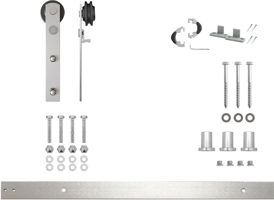 54-in Brushed Brushed Nickel Indoor I-strap Single Barn door hardware kit