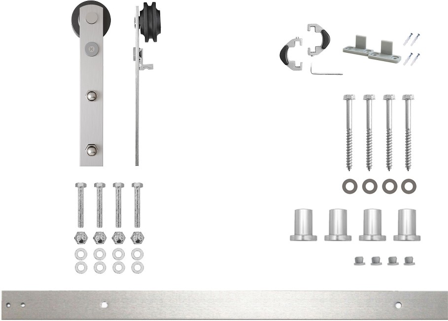 60-in Brushed Brushed Nickel Indoor I-strap Single Barn door hardware kit