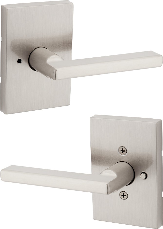 Halifax Rectangle Satin Nickel Interior or Bed/Bath Privacy Door Handle