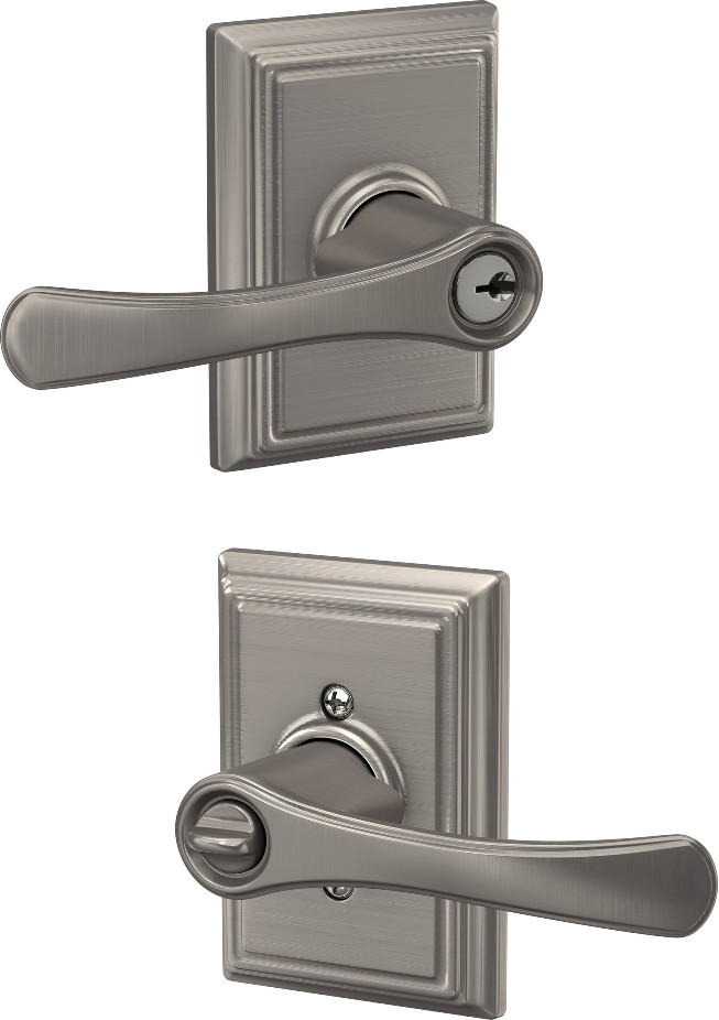 Avila-Addison Satin Nickel Exterior Keyed Entry Door Handle