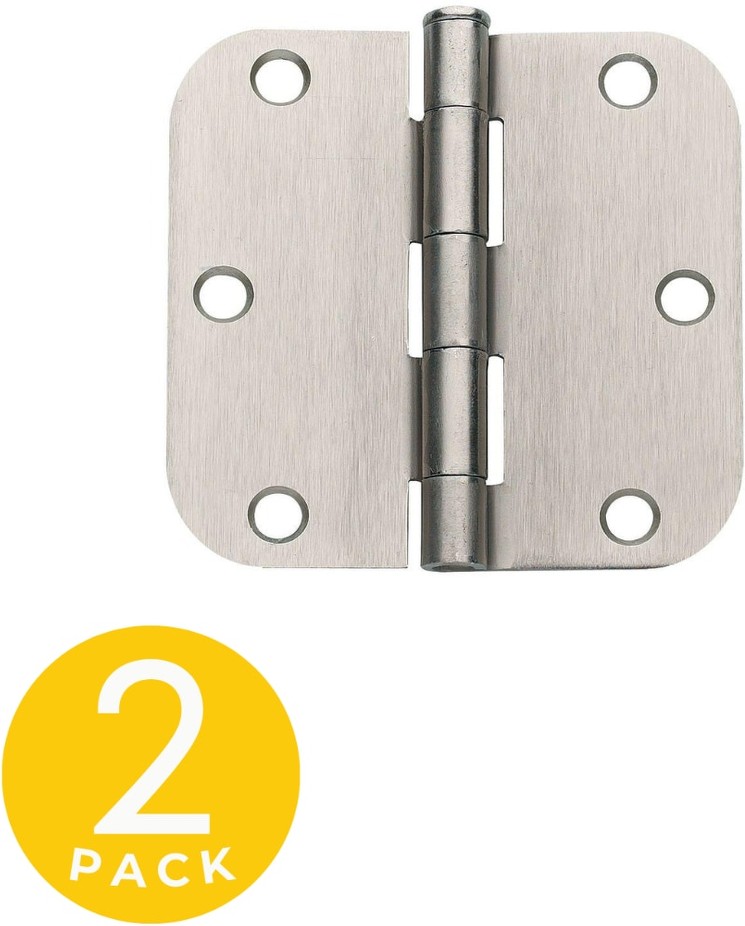 Residential Hinge 3-1/2-in H x 5/8-in Radius Satin Nickel Surface mount Interior/Exterior Door Hinge 2 -Pack