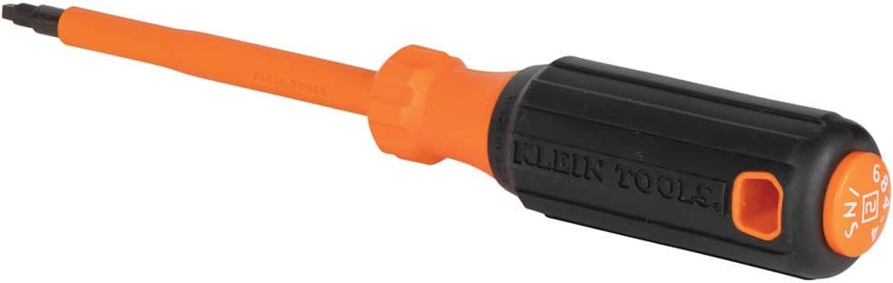 Insulated Screwdriver, #2 Square, 4-Inch Round Shank