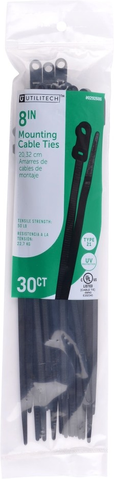 8-in Nylon Zip ties Black with UV Protection ( 30 -Pack)