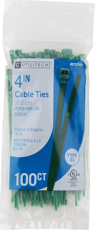 4-in Nylon Zip ties Green ( 100 -Pack)