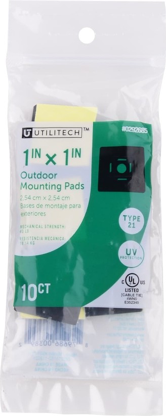 1-in Nylon Zip tie mounts Black with UV Protection ( 10 -Pack)