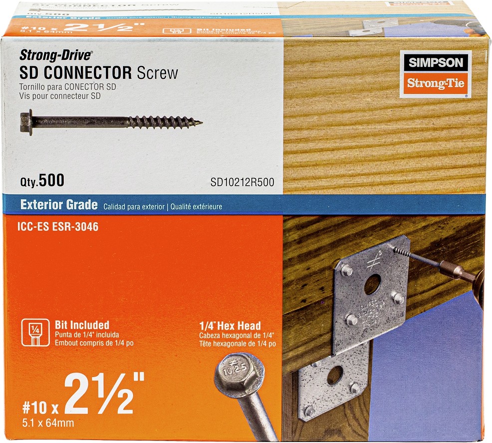 Strong-Drive SD #10 x 2-1/2-in Mechanically galvanized Exterior Wood screws ( 500 -Per Box )