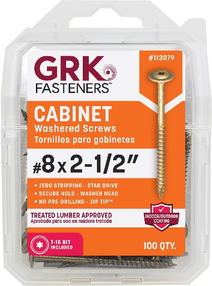 #8 x 2-1/2-in Polymer Interior Cabinet mounting screws ( 100 -Per Box )