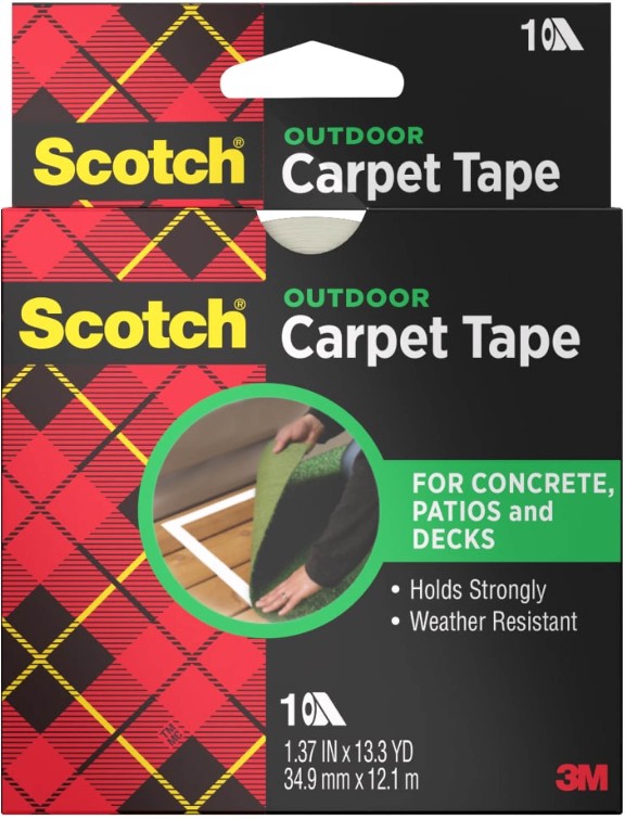 Outdoor Carpet Tape for Concrete Patios and Decks 1.375-in x 40-ft Transparent Anti-slip rug tape