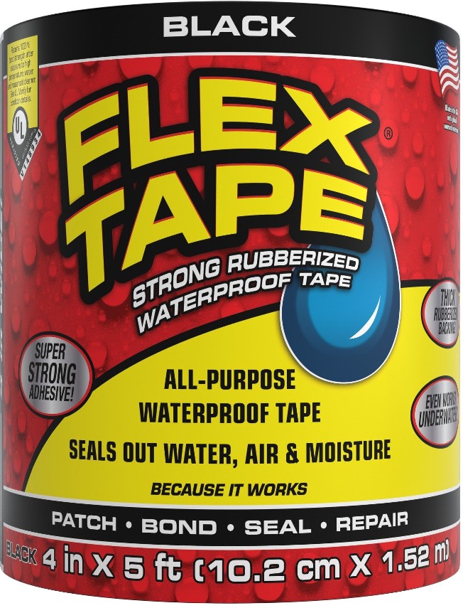 Black Waterproof Rubberized Duct Tape 4-in x 5 Feet